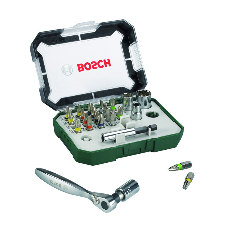 Bosch 26pc. Screwdriver Bit and Ratchet Set (PH-, PZ-, Hex-,