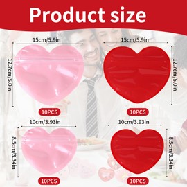 Heart-Shaped Jewelry Bags 40PCS Heart-Shaped Gift Bags in Red and Pink, Zipper Lock Pouch for Candy, Jewelry, Treats, Party Favors, Ideal for Valentine's Day, Weddings, Birthdays