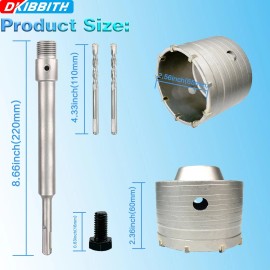 Dkibbith 2-1/2" Concrete Hole Saw, Tungsten Steel Core Bit for Cinder Block, Brick, Ro...