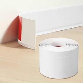 Lifronkit Flexible Baseboard Molding Trim, Self-Adhesive Design Vinyl Wall Base, Peel and Stick Rubber Wall Base Moulding Trim, 4inch(W) x 20feet(L), White