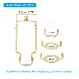 PATIKIL 8 9 10 11 Inch Lamp Harp Kit with Finial, 1 Set Adjustable Lamp Shade Bracket Holder with 3/8 IP E14 E26 E27 Light Base for Table Floor Lamp, Gold