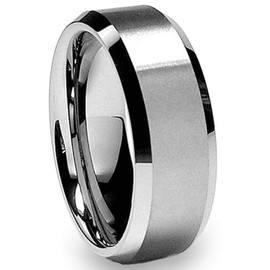 8MM High Polish/Matte Finish Men's Tungsten Ring Wedding Band Size 15