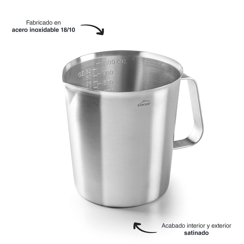 LACOR - 62741 - Measuring Jug, Liquid Meter, Stainless Steel,