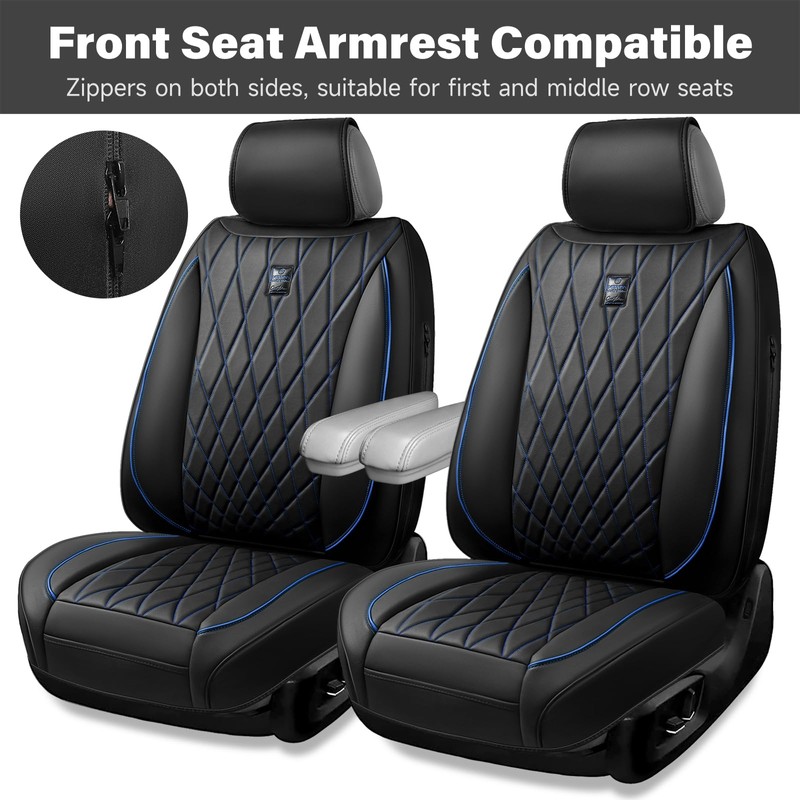 CAR PASS Luxury PU Leather Two Front Car Seat Covers,