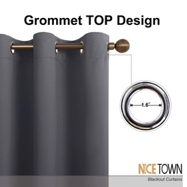 NICETOWN Grey Blackout Patio Sliding Door Curtain Extra Wide, Grommet Room Divider Thermal Insulated Curtain Drapes for French Door / Living Room (Gray, W100 x L84, 1 Panel)