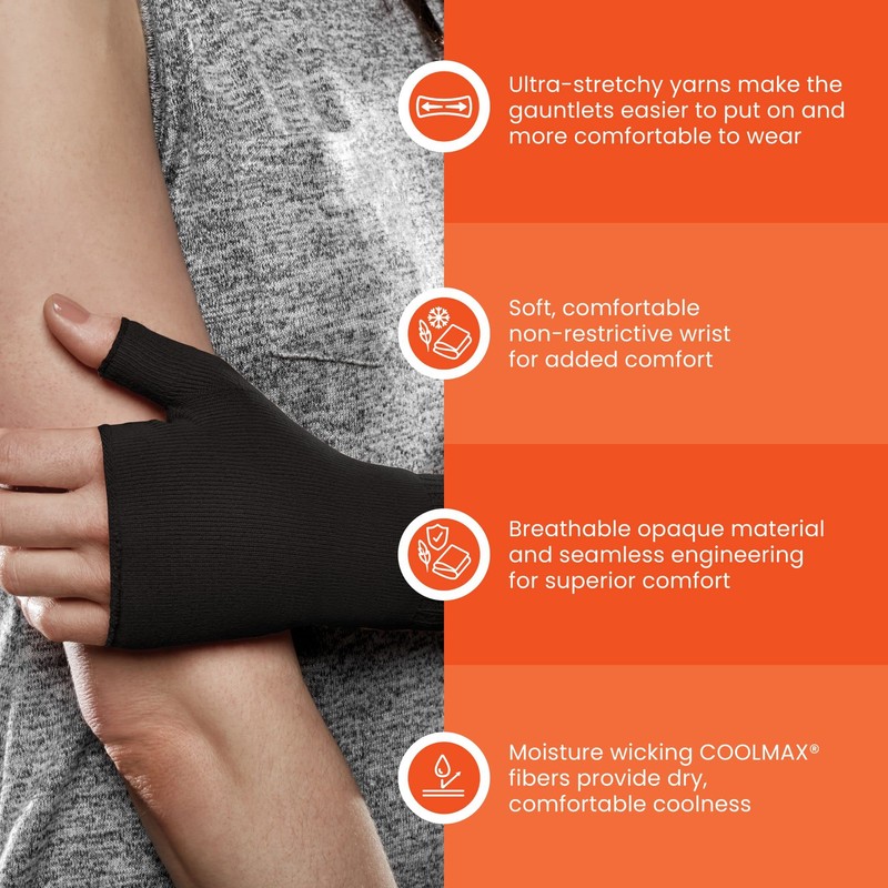 Ease Opaque Lymphedema Gauntlet - Small - Sand - 30-40