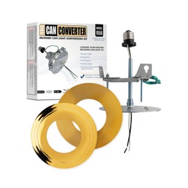 The Can Converter R56 Recessed Can Light Conversion Kit w/ 7"¾ Flat & Beveled Ceiling Medallion - Home Improvement for 5" & 6" Cans, Fan & Light Fixture Converter Kit, UL Certified, Polished Gold