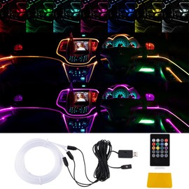 Catland LED Tape, RGB LED Tape Light, For Car Use, 8 Colors, 16 Modes, Remote Control, Brightness Adjustment, Sound Recognition Function, Memory Modes, Sequential Illumination, Flowing Tape, Red, Green, Blue, Yellow, Ice Blue, Pink, Purple, White, Orange