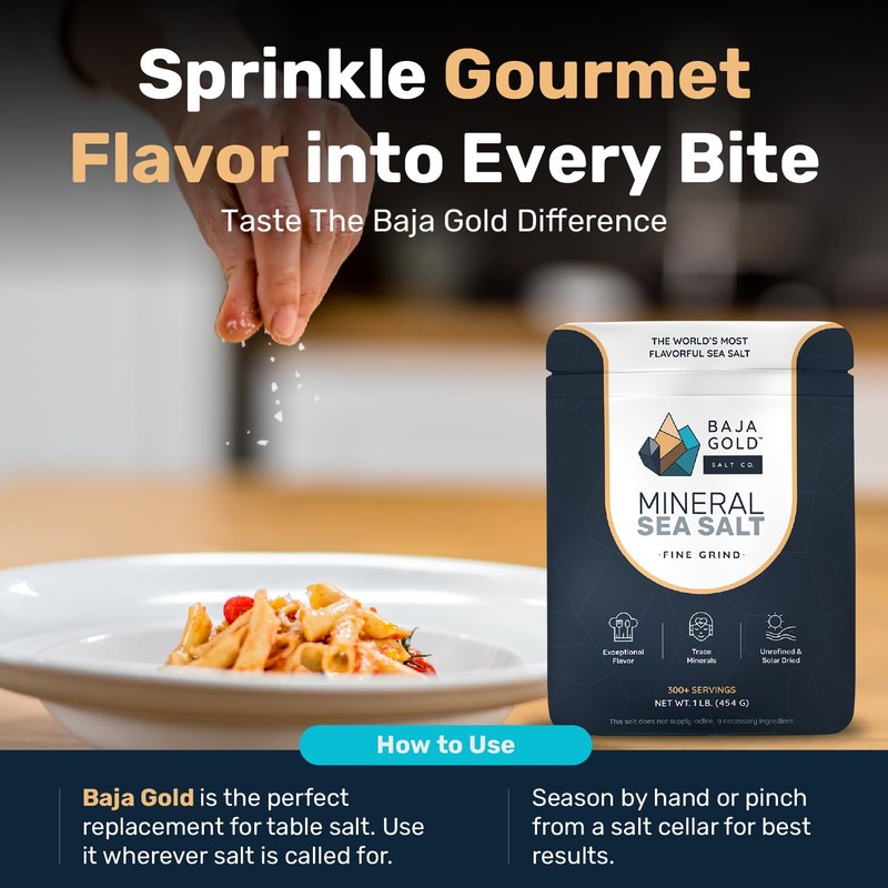 Baja Gold Mineral Sea Salt – Fine Grind – Unrefined,