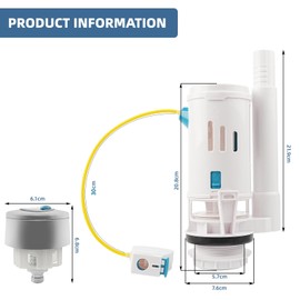 Toilet Flush System Replacement, KissDate Dual Flush and Flush Button Toilet Cistern Flush Parts with Push Button Toilet Flush System Replacement Adjustable with 2" Outlet