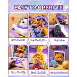 Jovow Claw Machine for Kids, Mini Vending Machine with Game Coins & Music, Prize Dispenser Toys for Girls and Boys, Electronic Claw Game Machine for Party Birthdays, Includes 30 Mini Toys