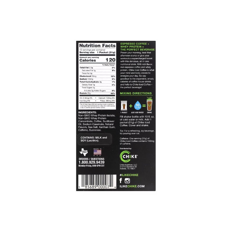 High Protein Iced Coffee, Original, 12 Packets, 1.08 oz (31