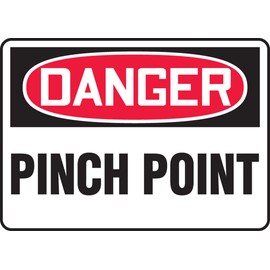 Accuform MEQM017VA Aluminum Safety Sign, Legend "Danger Pinch Point", 7" Length x 10" Width, Red/Black on White