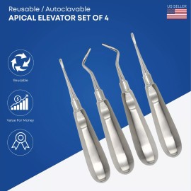 Stellmacher Med Inc Dental Apical Root Elevators 4 Pcs Set Stainless Steel Dental Instruments