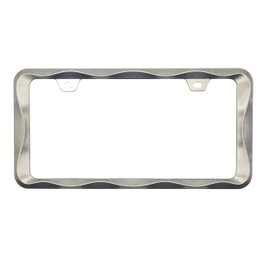 Creathome 3D Curly Wave Pattern Brush Nickel License Plate Frame from Pure Zinc Alloy Metal