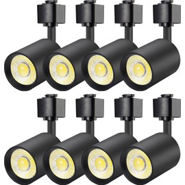 VANoopee 8 Pack J Type Track Lighting Heads 10W Dimmable LED Track Light Heads for Juno Track Light Replacement Fixtures Bright 3000K Warm White Ceiling Spotlight, Flicker Free CRI90+ 24° 800lm Black