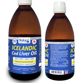 NAKA Naka Platinum Icelandic Cod Liver Oil, TG form, Natural Lemon Flavour, Made in Canada (500ml)