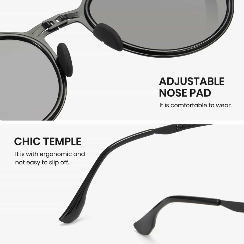 Cyxus P1568 Folding Sunglasses, Polarized Lenses, UV Protection, Small Face
