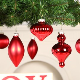 Alupssuc 10Pcs Red Multiple Styles Glass Christmas Ball Ornaments, Indoor Balls Christmas Tree Decorations, Hanging Holiday Decor, Xmas Decor, Red