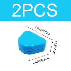 Pack of 2 Retainer Cases Retainer Containers with Vent Holes Orthodontic Dental Retainer Boxes for Denture Invisalign Braces Mouth Guard (Red, Blue)