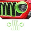 JeCar 9pcs Green Grill Inserts Headlight Covers Trim Kit for