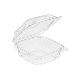 Inline Plastics Square Perimeter Seal Clear Clamshell Food Containers - Leak Resistant Dessert To Go Containers - Stackable, Easy Open & Reseal - Ideal For Deli, Salad, Muffin, Cookie & More - VF8050