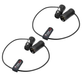 Alvin's Cables 2pcs Low-Profile 3 Pin XLR Male to Female Cable Original Connector Balanced Microphone Audio Cord 2-Piece Set