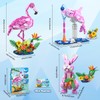HOGOKIDS 3 in 1 Pink Flamingo Building Set with Flowers,