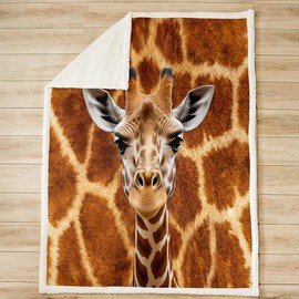 Giraffe Kids Throw Blanket,Giraffe Skin Fur Texture Rustic Farmhouse Bed Blanket for Boys Girls Adults,Wild Animals Wildlife Fleece Blanket,Brown Retro Fuzzy Blanket,Baby Size (30 x 39 Inches)