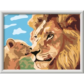 Ravensburger CreArt 23995 Lion with Baby Painting by Numbers for Children from 9 Years, Painting Set with Frame, Brush and Acrylic Paints, Gift for Girls and Boys
