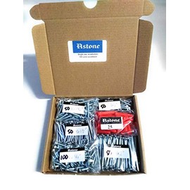 Astone bright zinc wood screws letterbox packs 6 x 3/4 inch, 6 x 1", 8 x 1.1/4", 8 x 1.1/2", 8 x 2" (300 screw assortment)