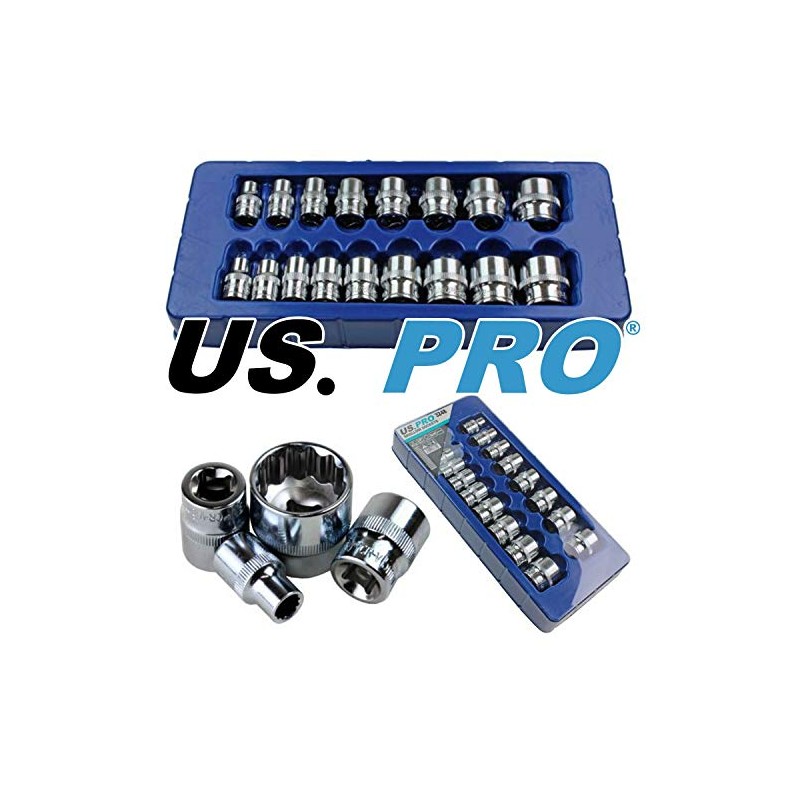 US PRO 3248 17Pc 3/8 Dr 12 Point 8-24mm Flat