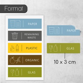 younikat you0023 5 Strips Rubbish Bin Stickers for Waste Separation I Waste Recycling I Sticker Set I