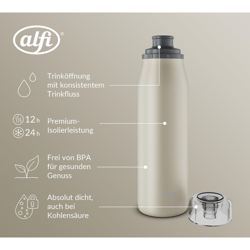 alfi ISO BOTTLE 500 ml, Beige, Insulated Drinking Bottle Made