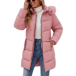Jyanl Womens Winter Coats Puffer Down Parka Thicken Warm Hooded Jacket Fleece Lined Outwear with Removable Faux Fur Hood