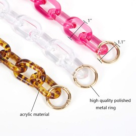 Xiazw 58 cm Adjustable Acrylic Chain Bag Chain Purse Strap Shoulder Strap Bag Strap Replacement Decoration for Bags Handbags (Black)