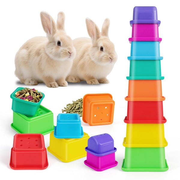 Rabbits Stacking Cups for Guinea Pigs, 8PCS Bunny Stackable Toys,