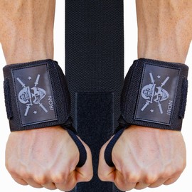Iron Infidel - Muñequeras para levantamiento de pesas, soporte resistente de 18 pulgadas, para entrenamiento, accesorios de gimnasio para hombres, uso para levantar, crossfit, fitness, ejercicio,