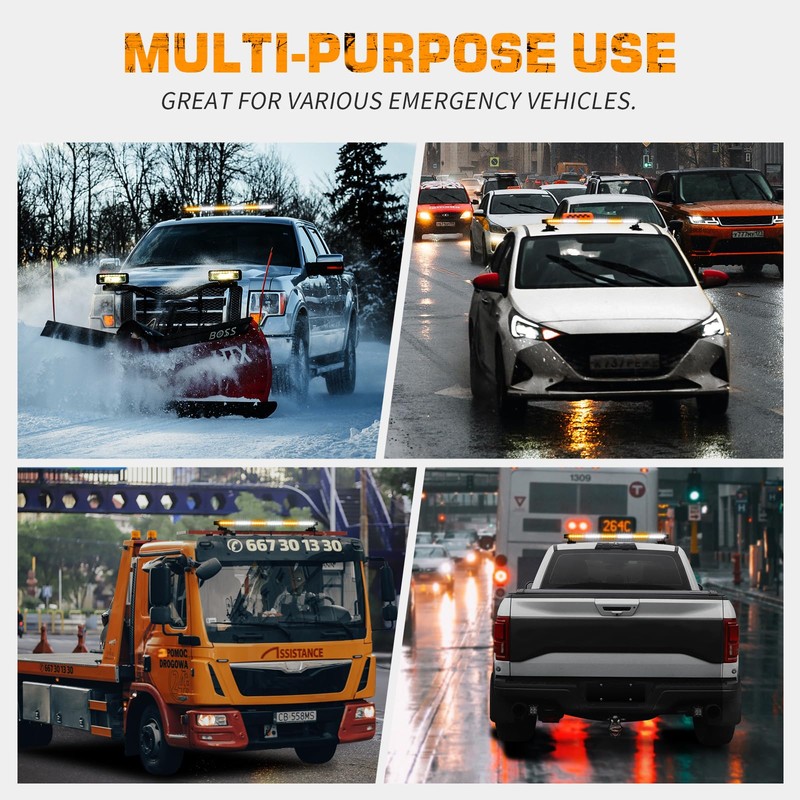 XRIDONSEN 28.4" 80 LED Roof Top Strobe Light Bar Amber