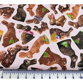 Timeless Treasures 100% Cotton Digital Easter Sweet Treats Chocolate Bunnies Pink Easter Egg Hunt Fabric by The Yard FUN-CD3396