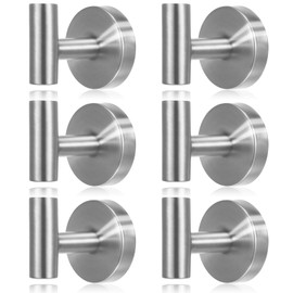 Shimeyao 6 Pack Suction Cup Hooks for Shower Stainless Steel No Drill Shower Hooks Removable Metal Towel Hanging for Wall Kitchen Glass Mirror Towels Robes Window Loofah(Silver,Hanging Hook)