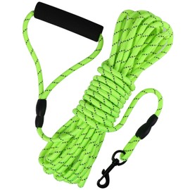 Vivifying Floating Long Dog Leash, 32ft Dog Training Leash for Swimming and Lake, Reflective Long Rope Lead with Soft Handle for Outside, Yard, Camping, Hiking and Beach (Green)