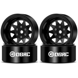 OGRC 4PCS Aluminum 1.9 Inch Beadlock Wheels Negative Offset Wheel Rims for TRX4 TRX6 SCX10 I II III 90046 AXI03007 Redcat GEN7 GEN8 RC4WD D90 1/10 RC Crawler - 12mm Hex (Black)