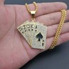 MayiaHey Poker Pendant, Sparkling Poker Card Necklace for Men, Golden