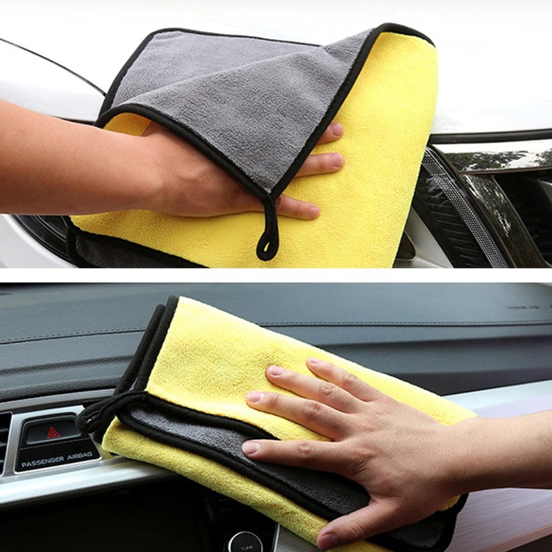 USHXVG 2 Pcs Car Towels, 2 Pcs Clear Hooks, Microfiber