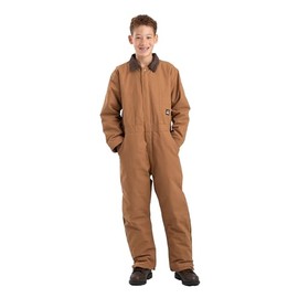 Berne Youth Softstone Insulated Bib Coverall, Small Regular, Brown Duck