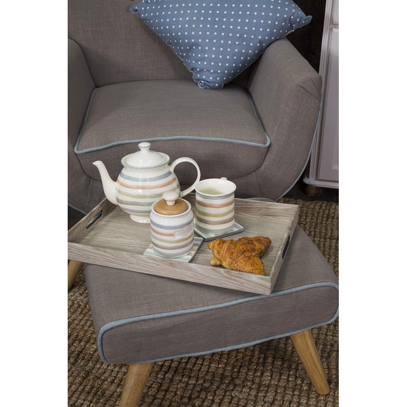 KitchenCraft Classic Collection Striped Ceramic Sugar Container, 800 ml (28