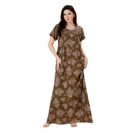 Soulemo Women's Printed Nighty (Alpine) (XL - Bust - 48 - Moss Brown) 1629RXL