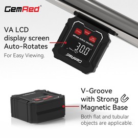 GemRed Digital Level Box， Digital Angle Finder: LCD Level Box with Magnetic Base, Hold & Backlight (3-Button Operation)