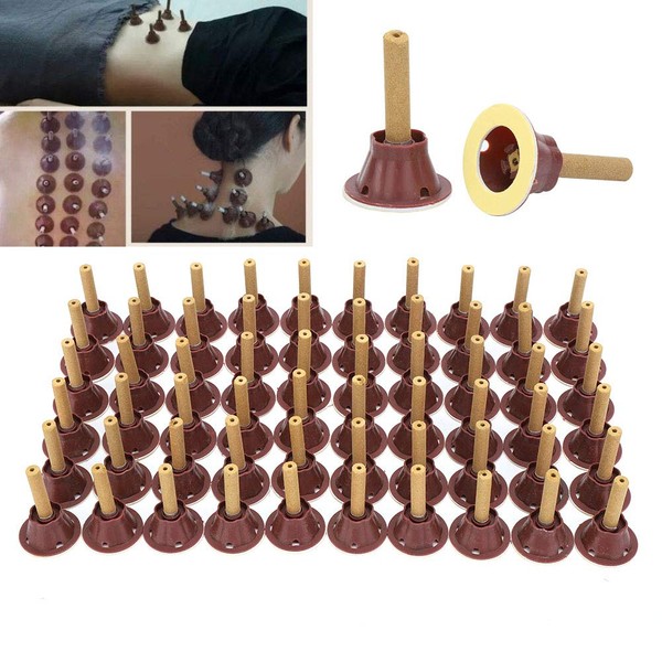 Pack of 60 Moxibustion Moxa Cones for Sticking on Moxa Cone, Household Moxa Stick Health Care Moxibustion Relief Massage Pain Body Pain Health Care Moxibustion Stick